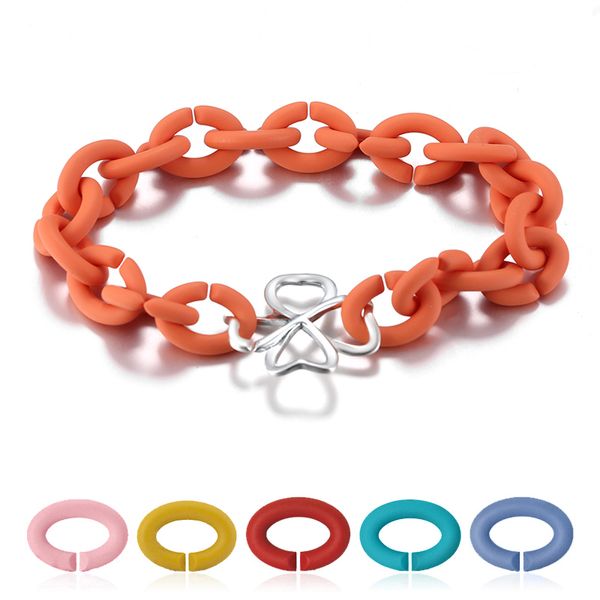 Cadeau saint valentin porte-bonheur trèfle perle breloque 10 couleurs Bracelet caoutchouc x bracelets pour femmes bijoux à bricoler soi-même