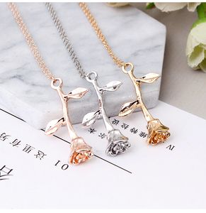 Cadeaux de Saint Valentin Rose Pendentif Saint Valentin Collier Rose Collier Pour Petite Amie 3 Style OPP Sac Emballage XD24353