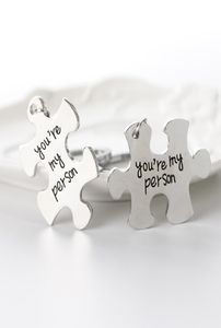 Saint Valentin Porte-clés Mignon Puzzle Pendentif En Acier Inoxydable Couple Porte-clés Gravé Vous êtes Ma Personne Cp Bijoux Nouvelle Arrivée6589654