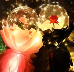 Ballons LED pour la saint-valentin, boule Bobo lumineuse, lumière clignotante, Bouquet de roses, cadeaux pour amoureux, fête d'anniversaire, de mariage