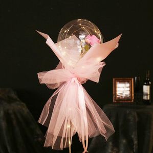 Saint Valentin LED Ballons Lumière Lumineux Bobo Ball Ballon Clignotant Rose Bouquet amant Cadeaux pour Anniversaire Fête De Mariage Fleur