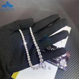 Collier de Tennis de luxe pour femmes, saint valentin, or blanc 18 carats, 3mm 5mm 6.5mm, chaîne Vvs Moissanite glacée, bijoux Hip Hop