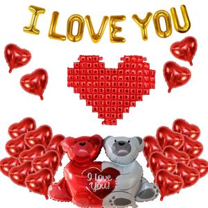 Saint Valentin Set Rouge en aluminium en forme de coeur en aluminium Balon