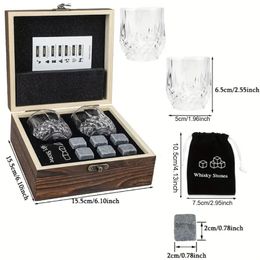 Valentines Fathers Day Gift Whisky Ice Stone Wine Glass Set voor Menfathershusband verjaardagsfeestje pensioencadeau 240408