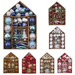 Valery Madelyn 70pcs ornements de Noël ensemble arbre suspendu boules boules pendentifs décor de Noël pour la maison Noel année cadeau 211025