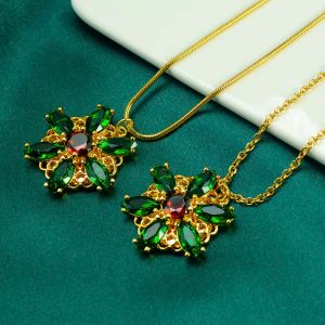 Anastasia ketting samen in Parijs Emerald Stone Flower ketting verloren prinses geïnspireerd 14k geel gouden hanger ketting voor vrouwen