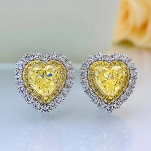 Waardevolle hart Topaz Diamond Stud Earring 100% reële 925 Sterling Silver Promise Wedding Earrings For Women Bridal Party Sieraden