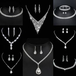 Ensemble de bijoux en diamant de laboratoire précieux, collier et boucles d'oreilles en argent Sterling pour femmes, bijoux de fiançailles, cadeau de mariée, 19 pièces #