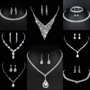 Waardevolle Lab Diamond Sieraden set Sterling Zilveren Bruiloft Ketting Oorbellen Voor Vrouwen Bruids Verlovingssieraden Cadeau H4hq #