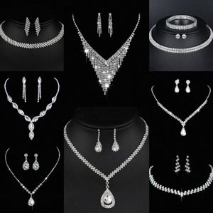 Waardevolle Lab Diamond Sieraden set Sterling Zilveren Bruiloft Ketting Oorbellen Voor Vrouwen Bruids Verlovingssieraden Cadeau H2mV #