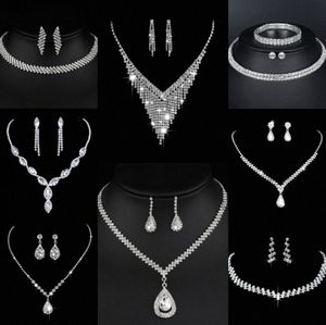 Ensemble de bijoux en diamant de laboratoire précieux, collier et boucles d'oreilles en argent sterling pour femmes, bijoux de fiançailles, cadeau W3e6 #