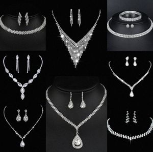 Waardevolle Lab Diamond Sieraden set Sterling Zilveren Bruiloft Ketting Oorbellen Voor Vrouwen Bruids Verlovingssieraden Cadeau b8a4 #