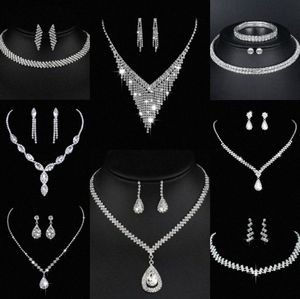Waardevolle Lab Diamond Sieraden set Sterling Zilveren Bruiloft Ketting Oorbellen Voor Vrouwen Bruids Verlovingssieraden Cadeau d6rR #