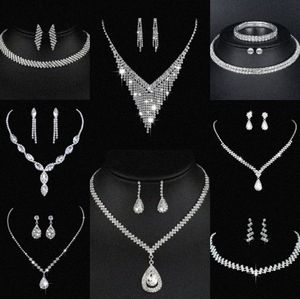 Waardevolle lab diamanten sieraden set sterling zilveren bruiloft ketting oorbellen voor vrouwen bruids verloving sieraden cadeau p6ne#