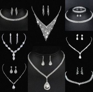 Waardevolle lab diamanten sieraden set sterling zilveren bruiloft ketting oorbellen voor vrouwen bruids engagement sieraden cadeau 386a#