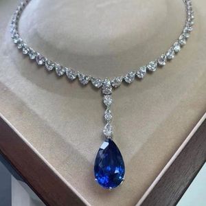 Collier de choker en diamant en saphir précieux 100% réel 925 pendentifs de mariage en argent sterling
