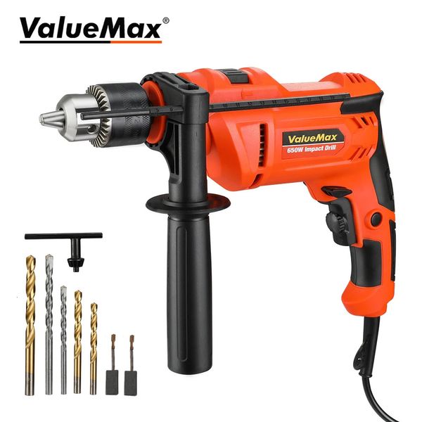 Valulemax Corded Electric Drill 2 Fonctions 650W Impact Hammer Power Tool avec des bits pour la réparation des ménages 240402