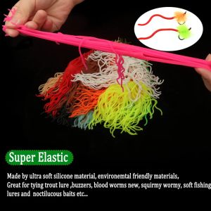 Vampfly 1pc/2pcs Squirmy Wormy Fly Material Silicona suave para la silicona suave para el cuerpo de San Juan Nymfa mosca Nymph Trout Fishing Lures Ceba