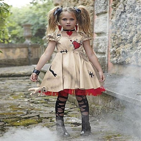 Vampire filles Costumes Halloween Costume pour enfants mariage fantôme mariée fleur fille sorcière Costume vaudou Disfraz316E