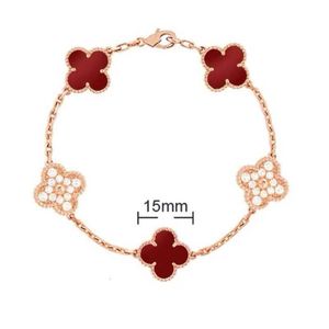 Van 4/quatre feuilles trèfle charme 6 couleurs bracelets bracelet chaîne 18 carats or agate coquille nacre pour femmes fille mariage en gros Zlp0