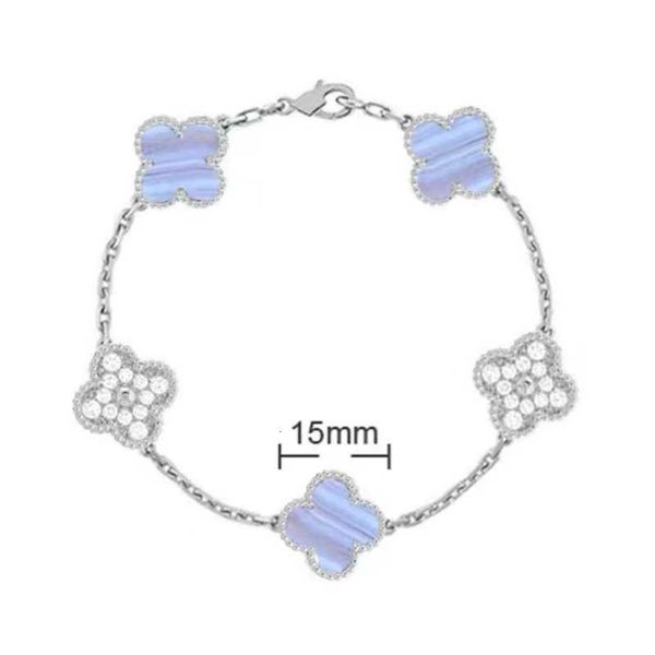 Van 4/quatre feuilles trèfle charme 6 couleurs bracelets bracelet chaîne 18 carats or agate coquille nacre pour femmes fille mariage en gros 2024 Rq2x