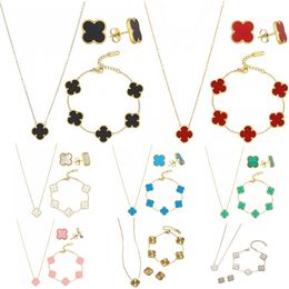 Van 4 Four Leaf Clover Designer Collar Collar Joya Joya Collar Collares Perros Pendientes Mujeres Mujeres de cumpleaños de Christmvalentine