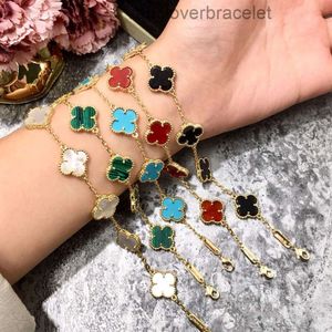 Van Armband Sieraden Clef Cleef Klavertje Vier Merk Klassieke Armband Natuurlijk Fritillaria Turquoise Vijf Bloemen Mode Koreaans Paar Ontwerper voor Dames