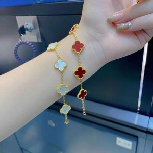 Van Bracelet Seiko High Edition Five Flower Clover Bracelet Dames 18K Gold Light Luxury 999 Bracelet High Beauty Valentijnsdag 520 Gift