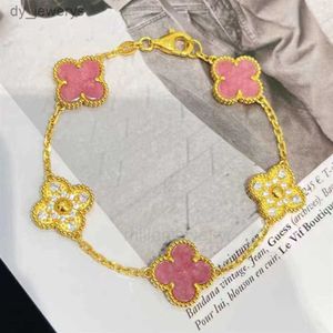 Van Bracelets armband vanly cleefly armband Live streaming van nieuwe Lucky Four Leaf Grass Armband Pink Rose Diamond Armband Vrouwelijke Senior