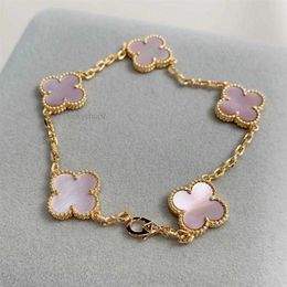 Van pulseras diseñador 2023 pulsera de trébol de lujo madre de perla 18k oro amor brazalete encanto brillante cristal joyería de diamantes para mujeres