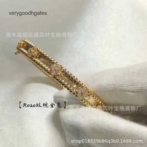 Van CL AP Classic New 18K Platinum Rose Gold Edition étroite Bracelet Kaléidoscope large Per perle Full Diamond Clover Set Womens NQPT