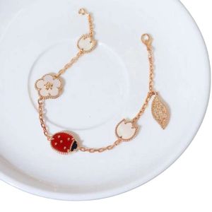 Van-Clef Arpes Bracelet Designer Women Top Kwaliteit Bangle V Goud Dik vergulde 18K Rose Gold Zeven Star Ladybug voor meisjes met dubbelzijdig dragen vijf bloemen