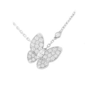 Van-Clef Arpes Collier Designer De Luxe Mode Femmes Original Qualité Pendentif Colliers Plein Diamant Papillon En Argent Sterling Plaqué 18K Chaîne De Cou Or Rose