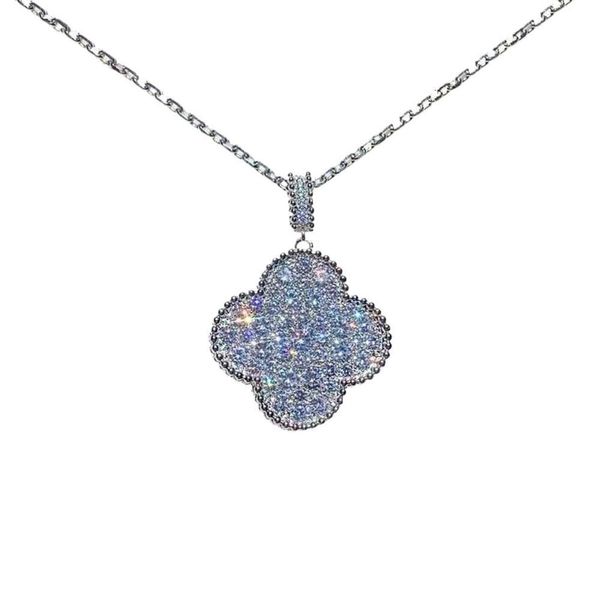 Van-Clef Arpes Collier Designer De Luxe Mode Femmes Original Qualité Pendentif Classique Grand Zircon Trèfle À Quatre Feuilles Haute Qualité Chandail Chaîne Plein Diamant Collier