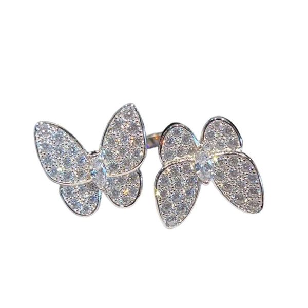 Дизайнерское женское кольцо Van-Clef Arpes, оригинальное качество, кольцо Seiko Eye Butterfly, двойное кольцо с бриллиантом и бабочкой, синее, бирюзовое, Live Generation