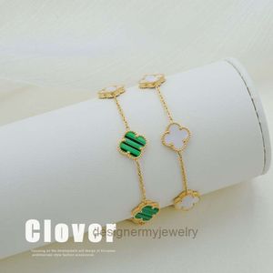Van Clover – bracelet trèfle porte-bonheur double face, niche léger, luxe, simple, ne se décolore pas, cadeau, 2024