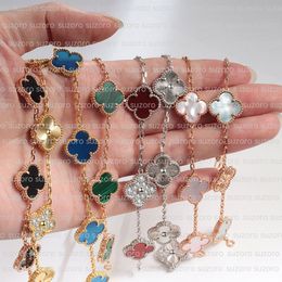 Joyería de la pulsera Pulseras de cuatro hojas Placa de oro de 18 quilates Ágata Diamante Moda Amor Cadena del encanto para las mujeres Fiesta de regalo de boda