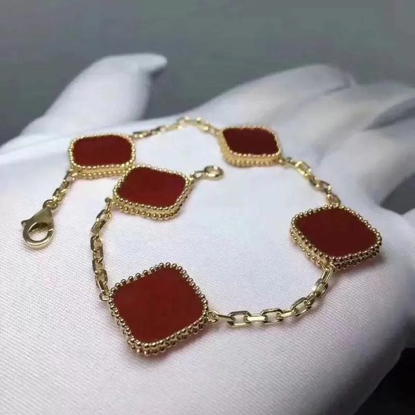 Van Clover Bracelet Pour Femmes Bijoux De Luxe Designer Bracelets À Quatre Feuilles Or 18 Carats Plaque D'argent Agate Diamant Mode Amour Charme Chaîne Cadeau De Fête De Mariage En Gros