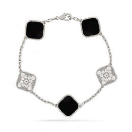 Van Clover Pulsera Pulsera de lujo Joyería de diseño Pulseras de cuatro hojas Placa de oro de 18 quilates Ágata Diamante Brazalete Cadena de dijes de moda para mujeres Fiesta de regalo de boda