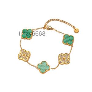 Van Clover Bracelet Bijoux De Luxe Designer Quatre Feuilles Bracelets 18k Plaque D'or Agate Diamant Mode Amour Charme Chaîne pour Femmes Cadeau De Mariage Fête En Gros Aa Q5F5