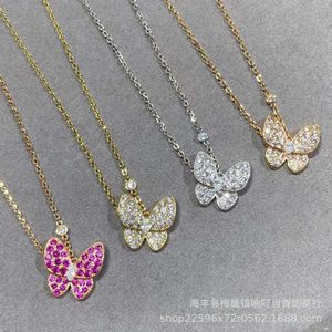 Van Clover Gold High Version Fantasy Butterfly Necklace Women's New Product Phantom Full Diamond Pendant 18K Rose Gold Collar Chain