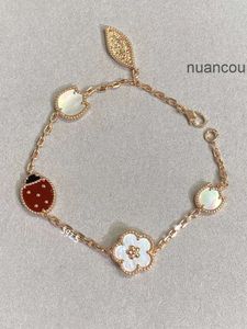 Van Clover Jewelry Bracelet Cleef Bracelet Van Clover Bracelet coccinelle sept étoiles Bracelet en argent sterling 925 plaqué or 18 carats Bracelet coccinelle porte-bonheur à cinq fleurs