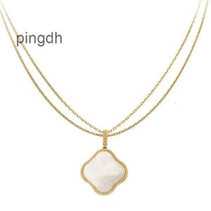 Van Clover ketting Cleef klavertje vier Neckalces aangepaste topkwaliteit Fritillaria 25 mm hangers lange ketting elegante luxe merk gouden man voor vrouwen Valentijnsdag Mot