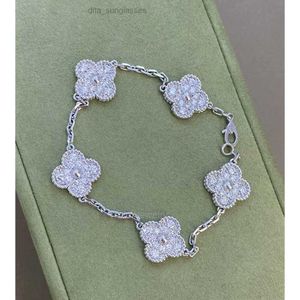 Van Bracelet trèfle à quatre feuilles bracelet vanly cleefly bracelet haute édition quatre feuilles herbe cinq fleurs bracelet plaqué or véritable 18 carats décoloration Peter Stone argent brillant