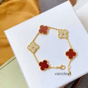 Van Four Leaf Trèfle Bracelet Cleef 4/vanly Charm 6 couleurs Bracelets Bracelet Chaîne Or 18 Carats Agate Coquille Nacre pour Femmes Fille Mariage Diamon