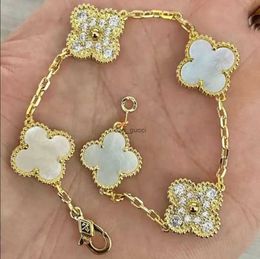 Van Four Leaf Clover Bracelets Bracelets Designer Van Clover Bracelet Charme pour Femme Or 18 carats Blanc Rouge Bleu de Perle Lien 4 Feuilles 5 Fleurs Amour Bijoux D3ur