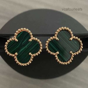 Van Four Leaf Clover Boucles d'oreilles Cleef 2023 Designer Boucle d'oreille Vintage Trèfle à Quatre Feuilles Charme Boucles d'oreilles Retour Nacre Acier Inoxydable Goujons Dorés Agate pour Femmes