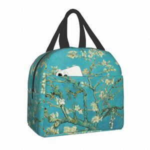 Van Gogh Almd Blossoms Lunch Box Portable Refroidisseur Thermique Alimentaire Isolé Nuit Étoilée Peinture À L'huile Sac À Lunch Pour Femmes Enfants B5AK #