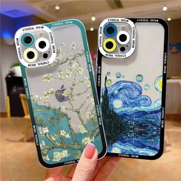 Van Gogh Peinture À L'huile Clair Téléphone étuis pour iphone 13 12 11 Pro Max 7 8 Plus SE X XS XR 14 Promax Coques Transparentes