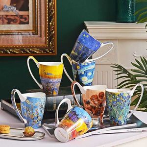 Taza de café Van Gogh Vincent, tazas y tazas de porcelana de hueso, vajilla Retro de noche estrellada, Taza de cerámica, decoración de escritorio, regalo de cumpleaños